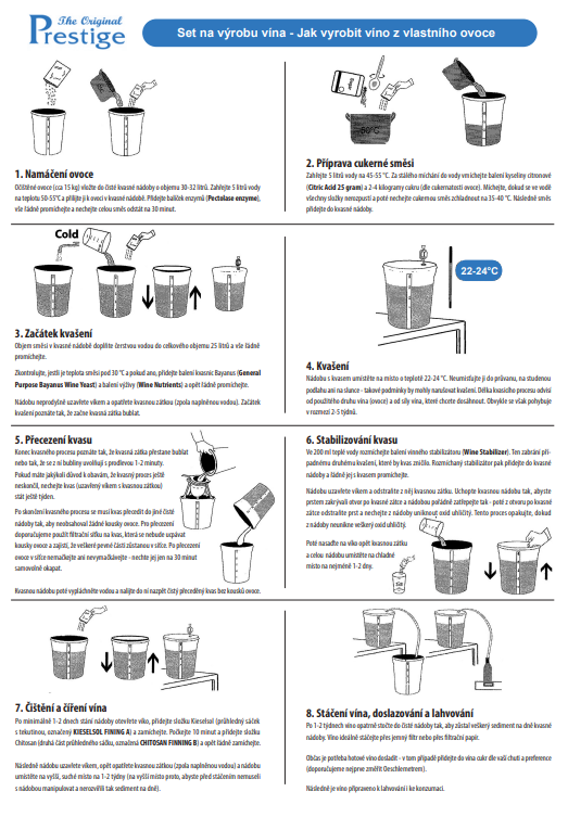 Vinný sada – výroba 25 l vína s kvasinkami Bayanus a enzymy - energetický štítek