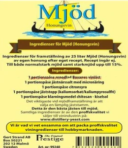 Medovina set Mjöd – kompletní sada na výrobu 25 l domácí medoviny, kvasinky Bayanus, živiny, stabilizátor, číření